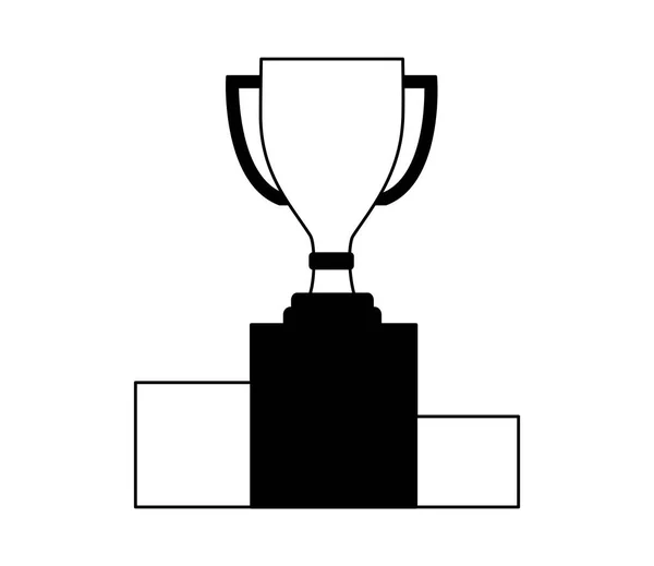 Trophy award cup in podium isolated icon — Stock Vector