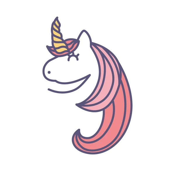 Lindo ícono de unicornio fantasía — Archivo Imágenes Vectoriales