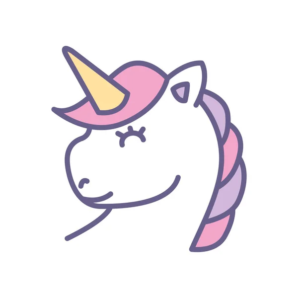 Lindo ícono de unicornio fantasía — Vector de stock