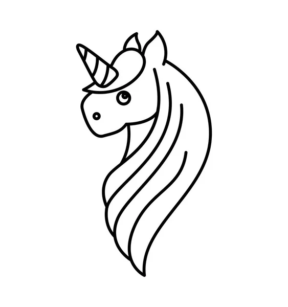 Lindo ícono de unicornio fantasía — Archivo Imágenes Vectoriales