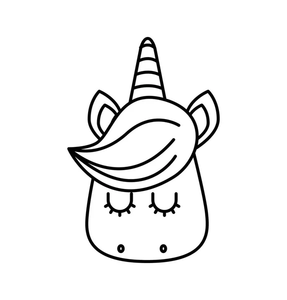 Lindo ícono de unicornio fantasía — Vector de stock