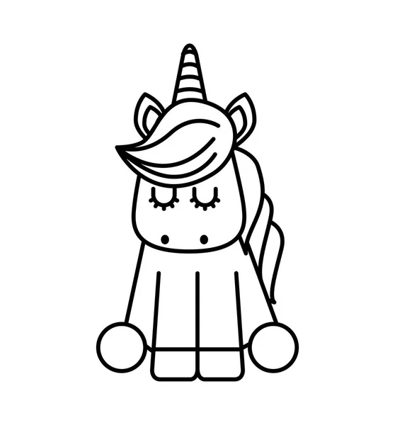 Carino icona unicorno fantasia — Vettoriale Stock
