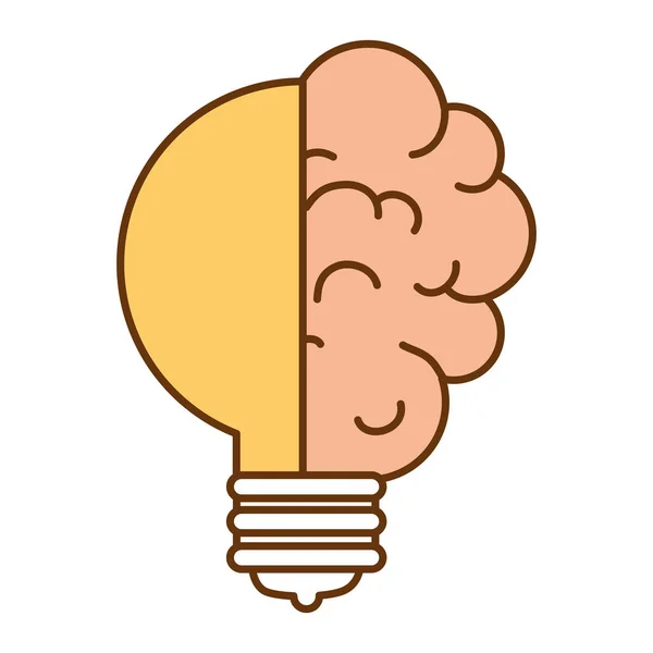 Bombilla idea de luz con cerebro — Vector de stock