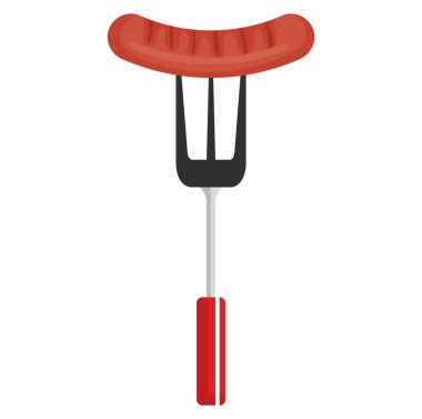 çatal lezzetli sosis ızgara