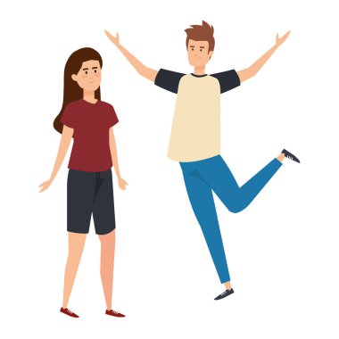 Genç çift Avatars karakterleri kutluyor