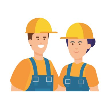 kask ile birkaç inşaatçılar işçiler