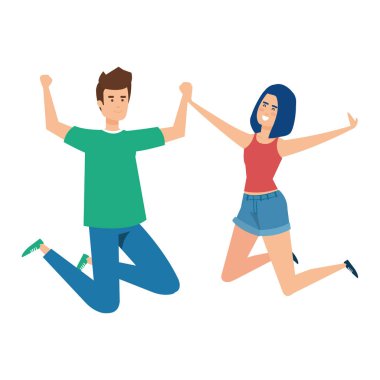 Genç çift Avatars karakterleri kutluyor