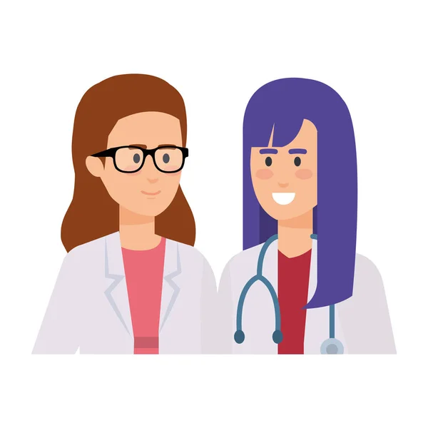 Professionnels femmes médecins personnages — Image vectorielle