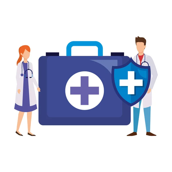 Profesionales médicos con kit médico — Archivo Imágenes Vectoriales