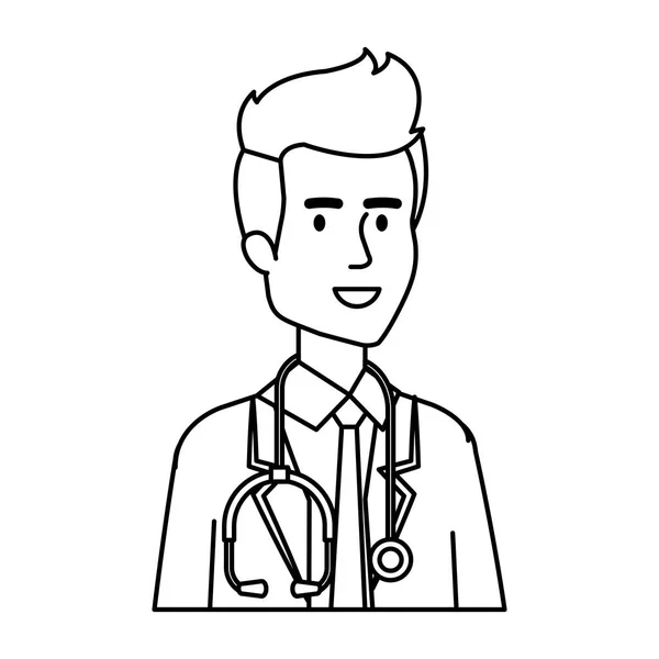 Profesionální lékař se stetoskopem avatar charakter — Stockový vektor