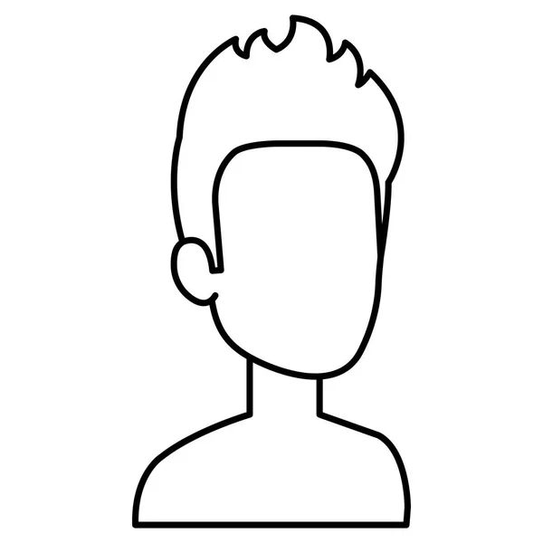 Jovem homem sem camisa avatar personagem —  Vetores de Stock