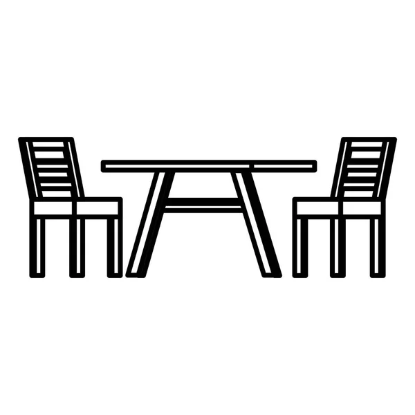 Holztisch mit Stühlen — Stockvektor