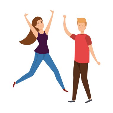 Genç çift Avatars karakterleri kutluyor