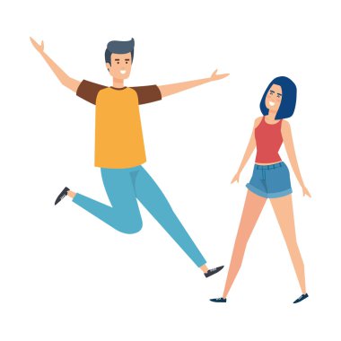 Genç çift Avatars karakterleri kutluyor