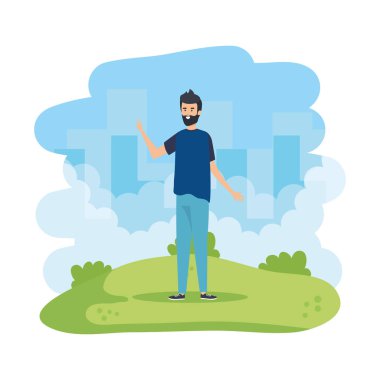 Genç adam alan karakteri kutluyor