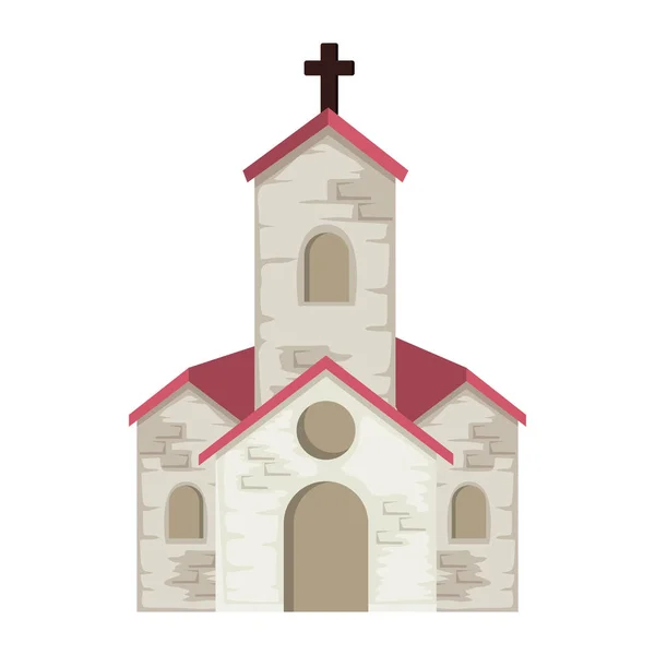 Iglesia fachada edificio icono — Vector de stock