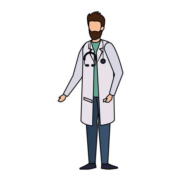 Médico profesional con carácter de estetoscopio — Vector de stock