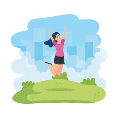 Park karakteri kutluyor genç kadın