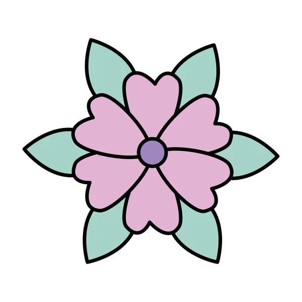 Красивый цветок с листочками декоративная икона — стоковый вектор