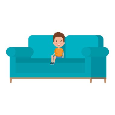 kanepe karakter oturan küçük çocuk