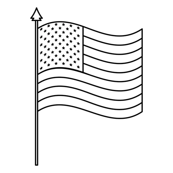Estados unidos de bandera de América en polo — Vector de stock