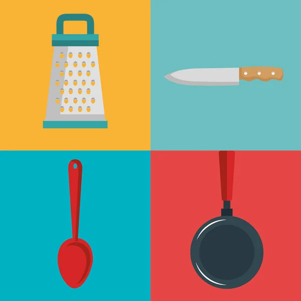 Kleurrijk keukengerei ontwerp — Stockvector