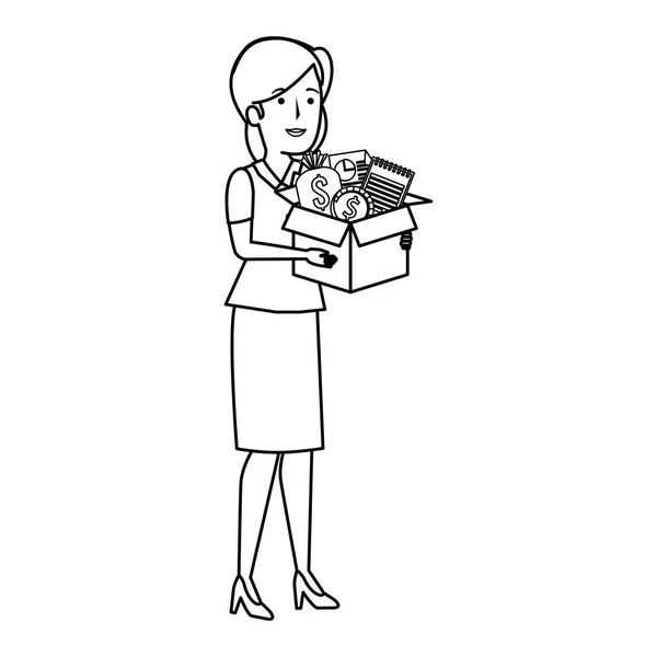 Молодая предпринимательница с коробками бизнес пунктов — стоковый вектор