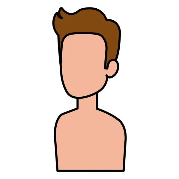 Ung man bar överkropp avatar tecken — Stock vektor
