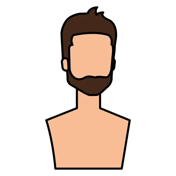 Joven con barba carácter avatar sin camisa — Archivo Imágenes Vectoriales