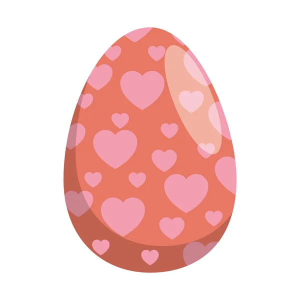 Huevo de Pascua pintado con icono de celebración de corazones — Vector de stock