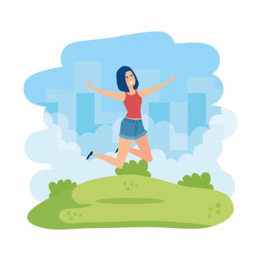 Park karakteri kutluyor genç kadın