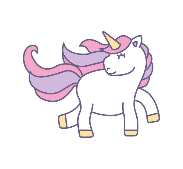 Lindo ícono de unicornio fantasía — Archivo Imágenes Vectoriales