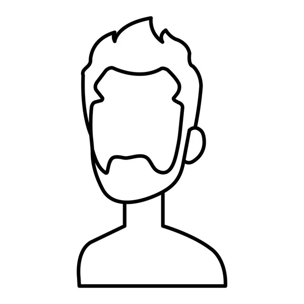 Νεαρός άνδρας με γενειάδα shirtless avatar χαρακτήρων — Διανυσματικό Αρχείο