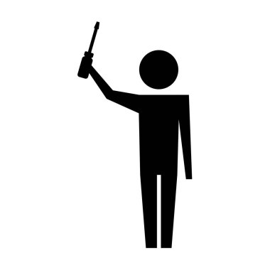 adam piktogram tutan Tornavida Aracı nesne