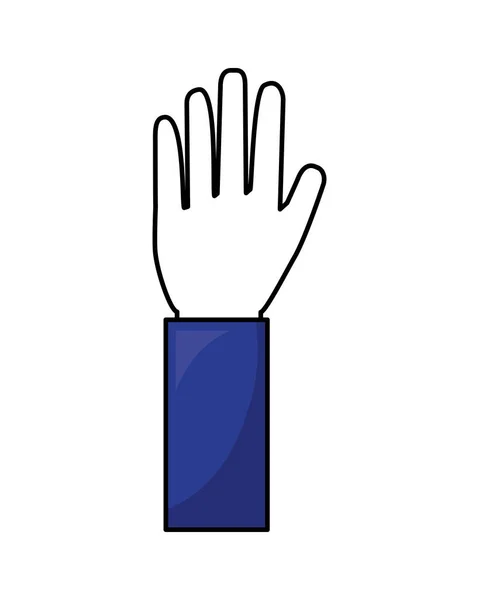 Mão humana mostrando palma de cinco dedos — Vetor de Stock