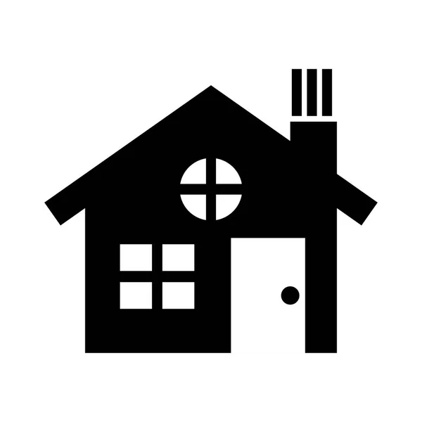 Casa edificio silueta icono — Vector de stock