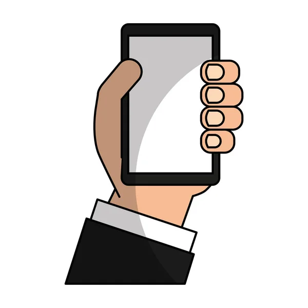 Hand human with smartphone icon — Stock Vector