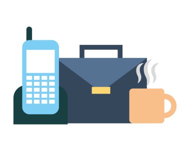 cep telefonu ve fincan kahve ile portföy evrak çantası