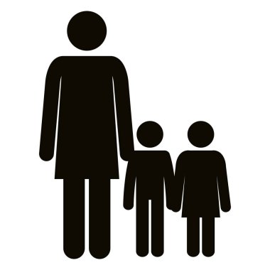 oğlu ve kızı siluet avatarları ile şekil anne