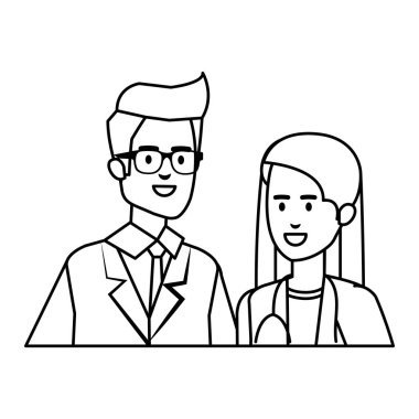 profesyoneller Doktorlar birkaç karakter avatarları