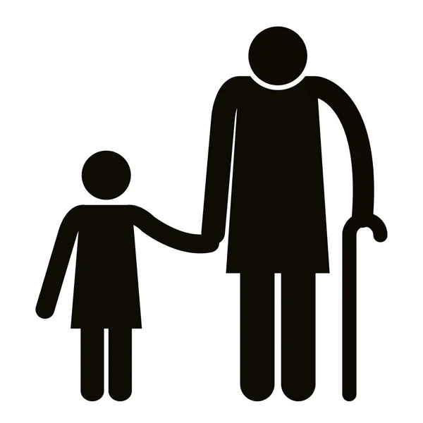 Mormor med barnbarn silhuetter avatarer — Stock vektor