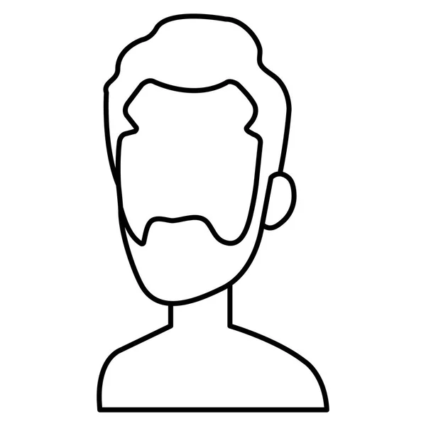 Jeune homme avec barbe personnage avatar torse nu — Image vectorielle