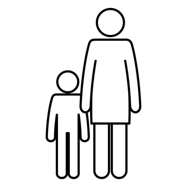 Figura madre con figlio silhouette avatar — Vettoriale Stock