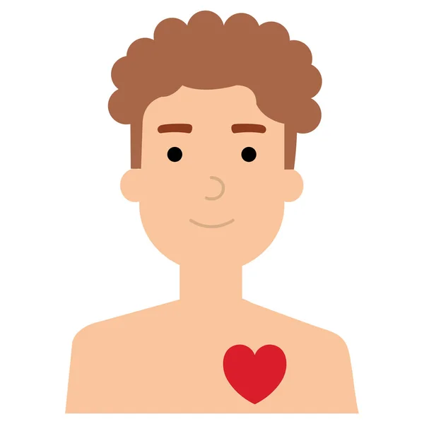 Persoon shirtloze met hart avatar karakter — Stockvector
