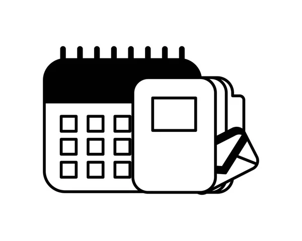 Kalendarz z ikoną folderu na białym tle — Wektor stockowy
