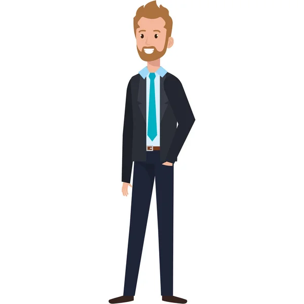 Homme d'affaires avec barbe avatar personnage icône — Image vectorielle