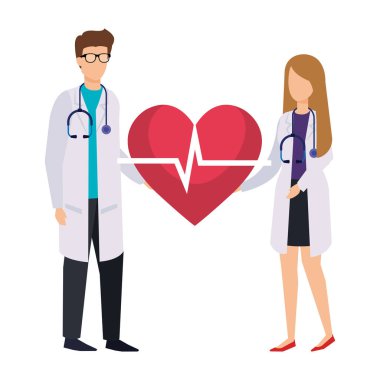 kalp kardiyo ile profesyoneller doktorlar çift