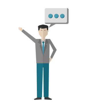 konuşma kabarcık avatar karakter ile işadamı