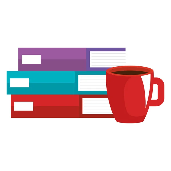 Boeken school stapel met Coffee Cup — Stockvector