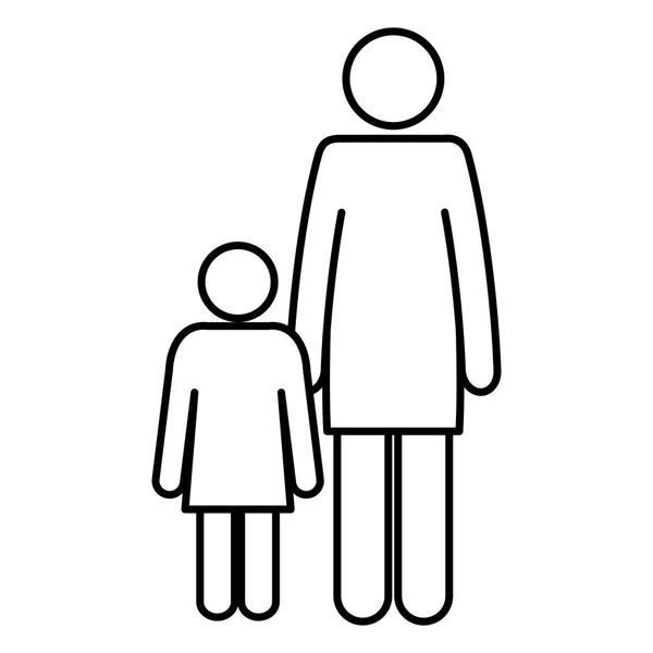 Figure mère avec fille silhouette avatars — Image vectorielle